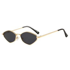 Ochelari de Soare Dama, Filtru UV, Desing Hexagonal, Set cu sticker, Model 6206, Negru;auriu