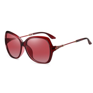Ochelari de soare dama, protectie UV, Butterfly, Filtru UV, polarizati (8881), set cu sticker, Rosu