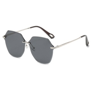 Ochelari de Soare Dama, Protectie UV, Rama metalica, Filtru UV, Stil Supradimensionat (8195), set cu sticker, Negru;argintiu