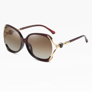 Ochelari de soare dama, protectie UV, rotunzi, Filtru UV 400, (1722), set cu sticker, Maro