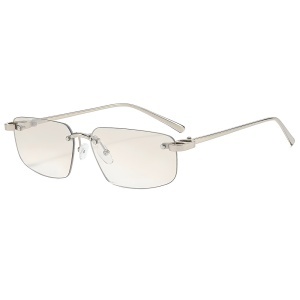 Ochelari de Soare Unisex, Protectie UV, Fara Margini, Stil Rectangular, set cu sticker, Model S098, Alb