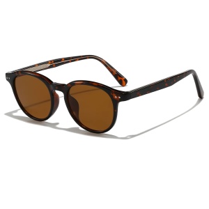 Ochelari de Soare Unisex, Protectie UV, Usori, Ramme TR90, Desing Rotund, set cu sticker, Model 99046, Negru