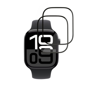 [Pachet 2x] Folie pentru Apple Watch 10 46mm / 11 46mm, protectie zgarieturi, set cu sticker, Nano Flex, Negru