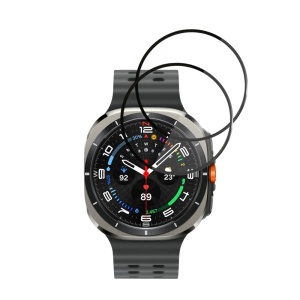 [Pachet 2x] Folie pentru Samsung Galaxy Watch Ultra 47mm, protectie zgarieturi, set cu sticker, Nano Flex, Negru