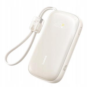 Power Bank 10000mAh 22.5W cu Cablu Detasabil, USB + USB-C, Fast Charging, Baseus EnerFill FC21 Qpow 3 Ultra, Bej