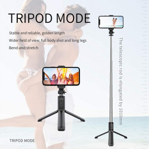 Selfie stick tip trepied cu telecomanda Bluetooth, 101cm, Techsuit S7 - Negru - Img 2