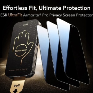 [Set x3] Folie sticla pentru iPhone 17 / iPhone 16 Pro, rezistenta la zgarieturi, Corning Gorilla Glass UltraFit Privacy, ESR – Privacy (Copy 1) - Img 3