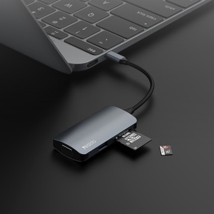 Statie de andocare, Hub 7 in 1, Type-C la USB 3.0, VGA, SD/TF, PD 100W, Yesido, Gri - Img 4
