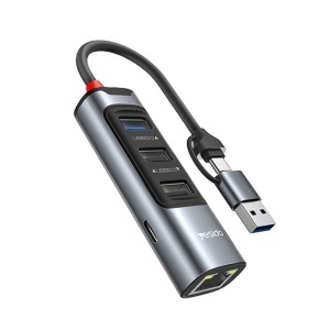 Statie de andocare, USB-C la USB 3.0, RJ45 1000Mbps, PD 100W, Yesido, Gri