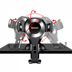 Suport auto Osculum (SUYL-XP02), Gravity Grip, Baseus - Negru Argintiu - Img 3