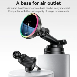 Suport auto, Incarcare wireless 15W, Prindere magnetica, Bord si ventilatie, Yesido, Negru - Img 2