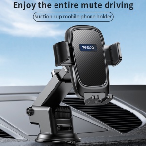Suport auto telefon, Gravity Grip, Bord si parbriz, Brat ajustabil, Yesido, Negru - Img 3