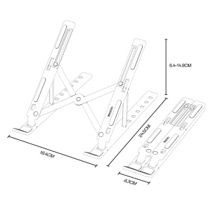 Suport laptop, 7 niveluri ajustabile, Aliaj aluminiu, 13-20 inch, Yesido, Argintiu - Img 6