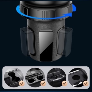 Suport pahar auto 3 in 1, Baza rotativa ajustabila, ABS si Silicon, Yesido, Negru - Img 4