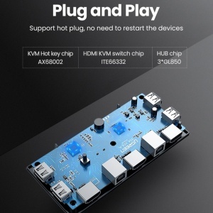 Switch 3x HDMI, 4K@30Hz, 6x USB, 480Mbps, Ugreen CM200, Negru - Img 6