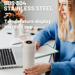 Thermos din Otel Inoxidabil cu afisaj temperatura digital, 400ml, Techsuit - Roz - Img 6