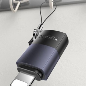 Adaptor OTG, Lightning la Type-C, 27W, 480Mbps, Aliaj aluminiu, Yesido, Gri - Img 4