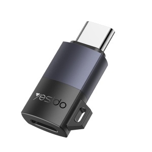 Adaptor OTG, Lightning la Type-C, 60W, 480Mbps, Aliaj Aluminiu, Yesido, Argintiu