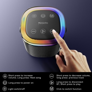 Boxa portabila Bluetooth, 8W, IP67, 1800mAh, RGB, Yesido, Negru - Img 3