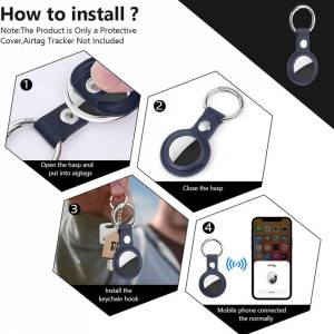 Breloc pentru Apple AirTag din piele, Skyddar Leather Tag - Albastru - Img 5