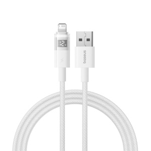 Cablu de Date cu Afisaj Digital, USB la Lightning, 2.4A, 2m - Baseus Display 2 (P10382700211-01) - Moon White