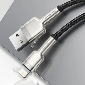 Cablu de Date USB la Lightning 2.4A, 2m, Baseus Cafule - Negru - Img 2