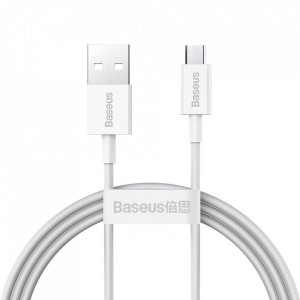 Cablu de date USB la Micros-USB, 2A, 1m, Baseus Superior Series (CAMYS-02) - Alb - Img 1