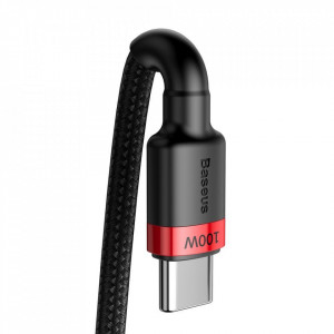 Cablu de date USB la Type-C, PD 2.0, 100W, 2m, Cafule Baseus (CATKLF-AL91) - Rosu Negru - Img 2