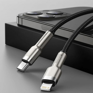 Cablu Type-C la Lightning, 20W, 25cm - Baseus Cafule Series Metal (CATLJK-01) - Black - Img 6