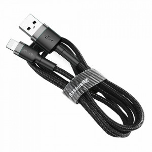 Cablue de date USB la Lightning, 2A, 3m, Cafule Baseus - Gri Negru - Img 4