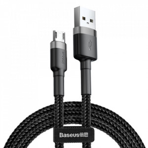 Cablue de date USB la Micro-USB, 1.5A, 2m, Cafule Baseus (CAMKLF-CG1) - Gri Negru