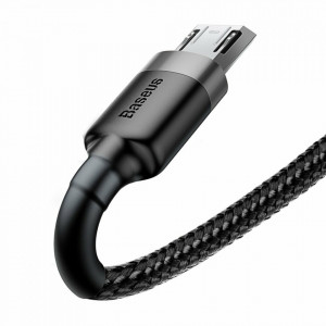 Cablue de date USB la Micro-USB, 2A, 3m, Cafule Baseus - Gri Negru - Img 5