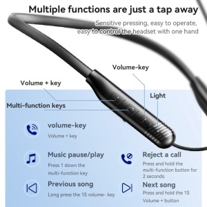 Casti Wireless, Neckband, Bluetooth 5.3, 400mAh, Magnetic, Yesido, Negru - Img 2