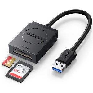 Cititor de Carduri SD, Micro SD la USB 3.0, Plug & Play, 5Gbps, 15cm, Ugreen CR127, Negru