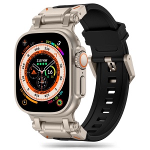 Curea pentru Apple Watch 42/44/45/46/49mm, Bratara Silicon, set cu sticker, Model W064, Negru aramid
