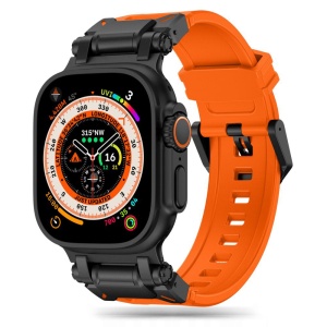 Curea pentru Apple Watch 42/44/45/46/49mm, Bratara Silicon, set cu sticker, Model W064, Portocaliu