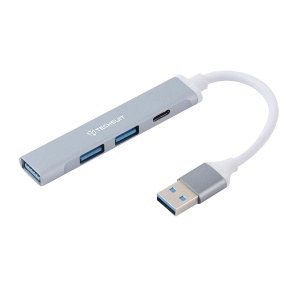 Docking Station USB 4in1 – 2x USB 2.0, SKYDDAR INNOVATION, 1x USB 3.0, 1x Type-C, Transfer & Conectivitate, PolarisBridge H19, set cu sticker, Gri/Alb