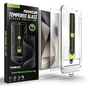Folie pentru Samsung Galaxy S24 Ultra, sticla securizata, Sistem montare, Protectie 9H, set cu sticker, TitanGlass CrystalHD, Transparenta