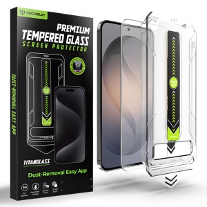 Folie pentru Samsung Galaxy S26, sticla securizata, Sistem montare, Protectie 9H, set cu sticker, TitanGlass CrystalHD, Negru