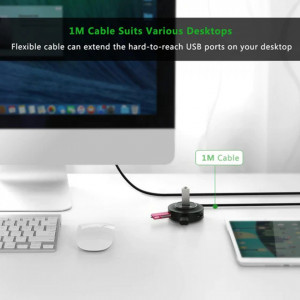Hub USB-A la 4x USB-A 2.0, 1m, Ugreen CR106, Negru - Img 5