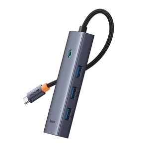 Hub USB Baseus, B0005280A813-03, Lite Series, Type-C la 4x USB 3.0, 5Gbps, Control Touch, Plug & Play, Gri Space