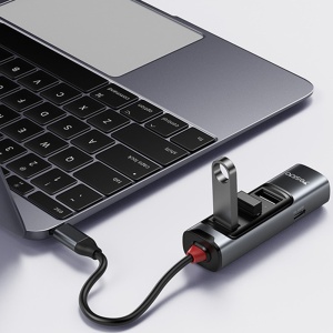 Hub, USB-C la HDMI 4K, 3x USB, PD 100W, Yesido, Gri - Img 5