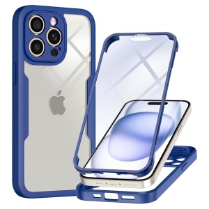 Husa 360° iPhone 15 Pro Max, SKYDDAR INNOVATION, [Pachet 360°] ColorVerse, set cu sticker, Albastru