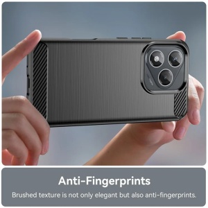 Husa Honor 400 Lite din Silicon Premium, Slim, cu textura Fibra Carbon, set cu sticker, Carbon Silicone, Negru - Img 2