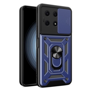 Husa Honor X8a cu inel magnetic si protectie camera Skyddar CamShield - Albastru