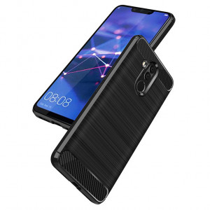Husa Huawei Mate 20 lite din silicon, Slim, cu textura Fibra Carbon - Negru - Img 4