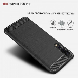 Husa Huawei P20 Pro din silicon, Slim, cu textura Fibra Carbon - Negru - Img 3