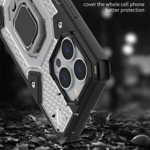 Husa iPhone 13 Pro Max cu inel, Techsuit Honeycomb - Rose-Violet - Img 5