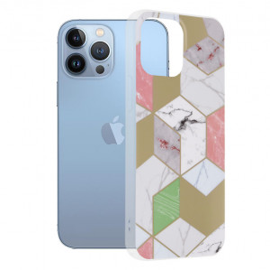 Husa iPhone 13 Pro Max Marble Series, Techsuit - Purple Hex - Img 1