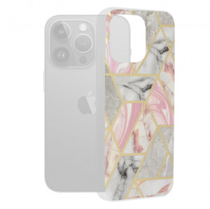 Husa iPhone 15 Pro Max Marble Series, Techsuit - Pink Hex - Img 7